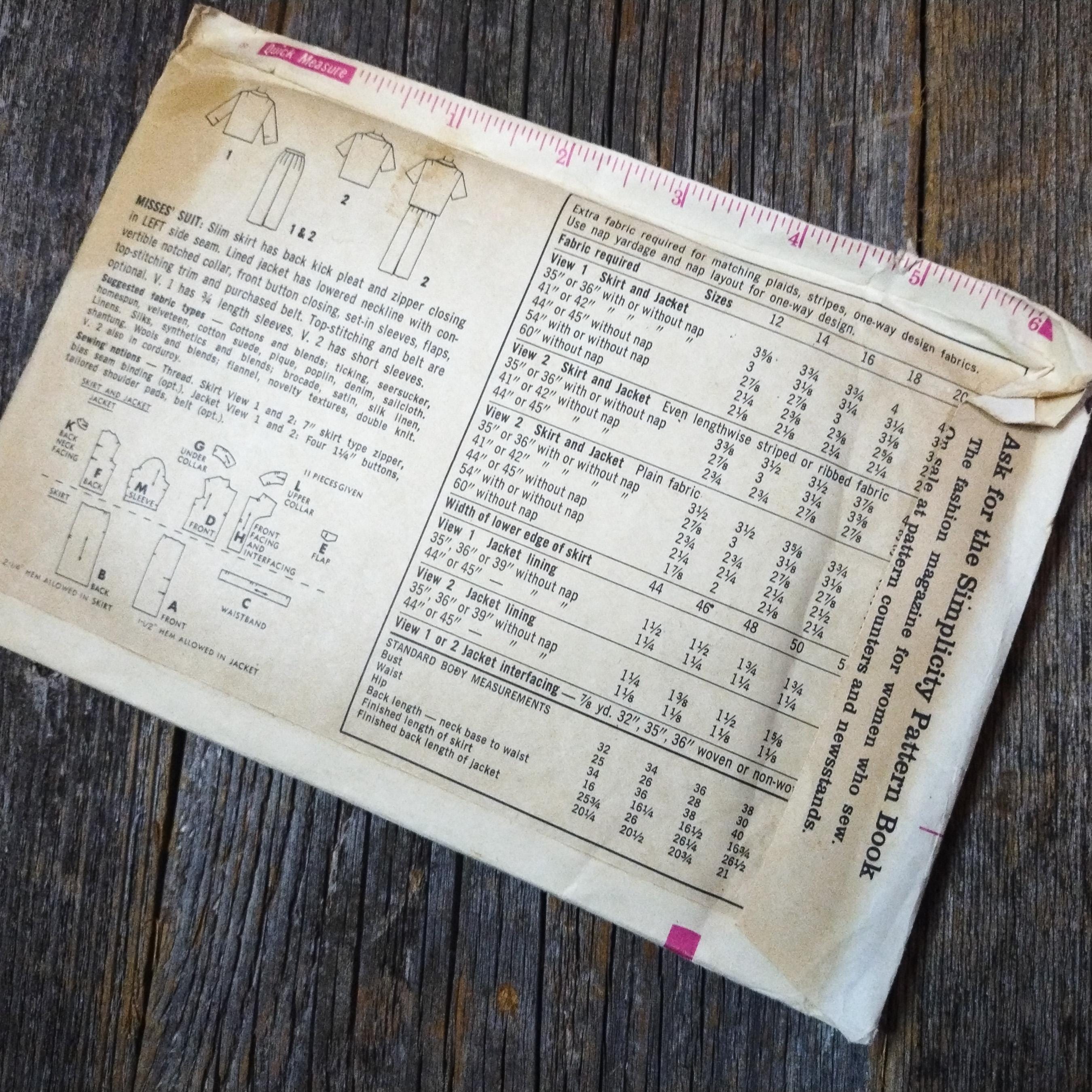 1950年代～60年代のスカートスーツの縫製パターン：裏地付きジャケット