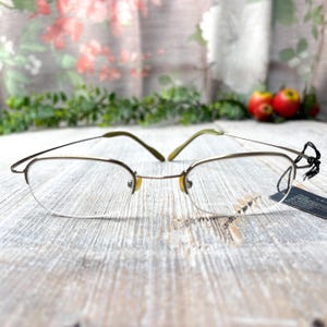 Semi-rimless bronze wire eyeglass frames only nos vintage 90s prescription glasses unisex/men/women 1990s modern eyewear fashion accessories