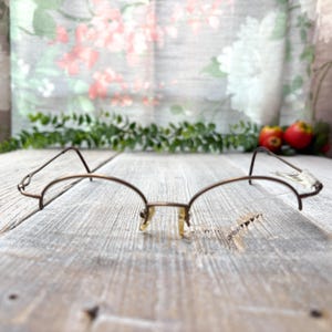 bronze eyeglass frames only 46[]19/130 antique gold big semi-rimless metal eyeglasses unisex/men/women deadstock/vintage/nos 1990s fashion