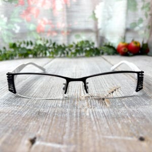 black white eyeglass frames only rectangle glasses modern eyeglasses unisex/men/women prescription glasses 1990s deadstock vintage eyewear