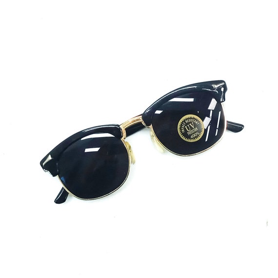 Retro Vintage Shiny Gold Black And Gold Sunglasses MASCOT 0937