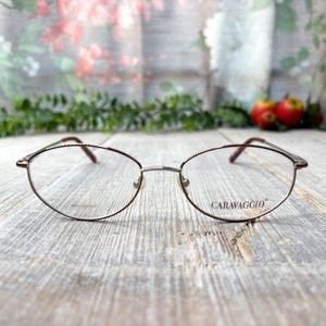Big oval copper silver eyeglass frames only prescription eyeglasses 1990s prescription glasses 90s deadstock vintage eyewear fashion unisex