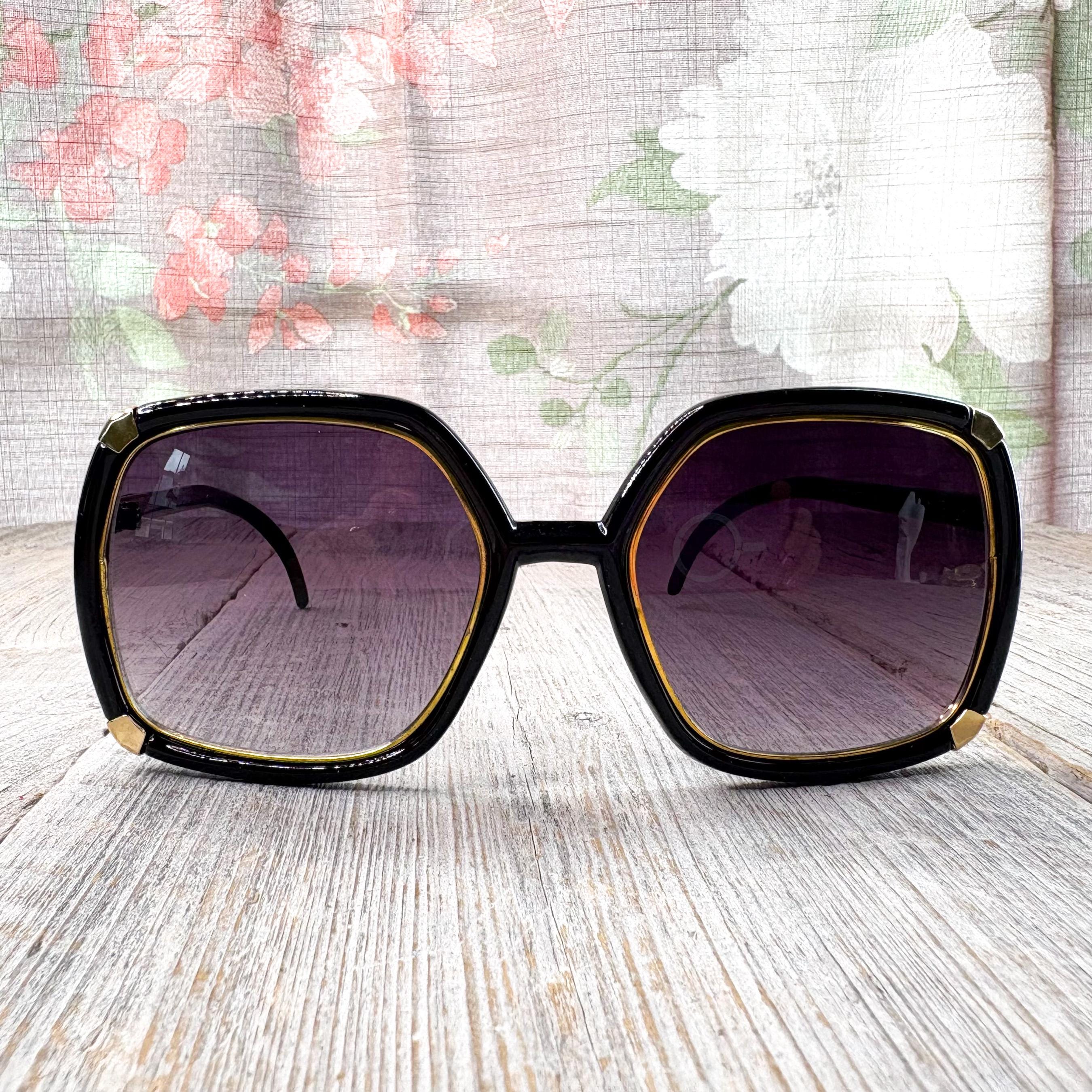 Black & Gold Oversized Square Sunglasses Polarized Tinted w Crystal Frames NWT Black/Gold Oversized TR90 Square Tinted Sunglasses with  main image 2
