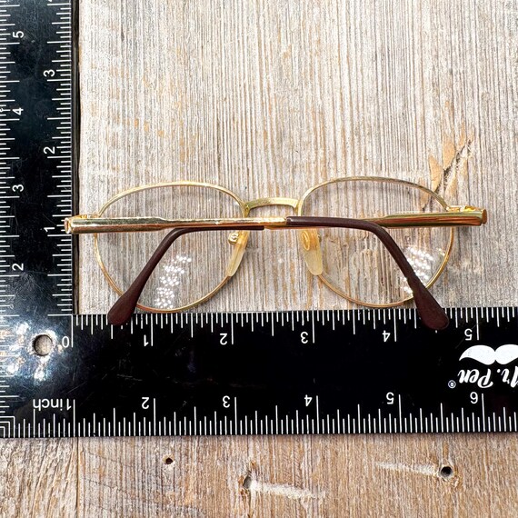 Gold Tortoise Round Eyeglass Frames: Vintage 90s … - image 5
