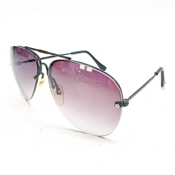 large aviator sunglasses rimless sunglasses vinta… - image 2
