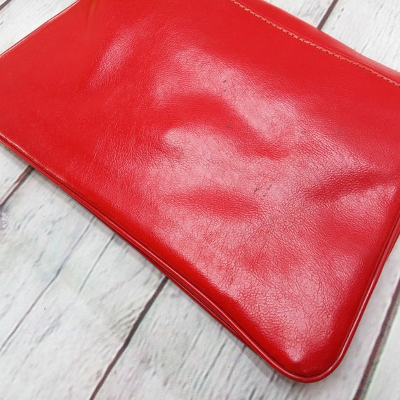 80s vintage red faux leather purse, shoulder bag … - image 8