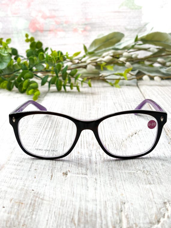 Square Eyeglass Frames: Dark Brown and Purple Gla… - image 3