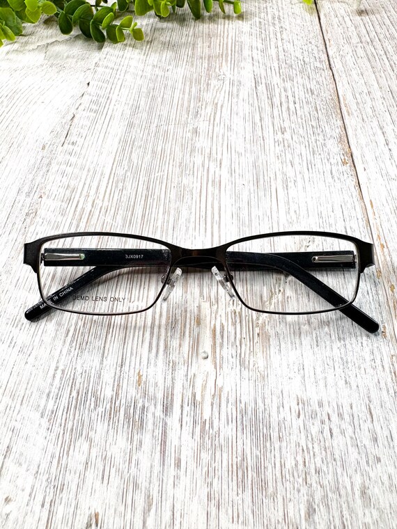 Rectangular Metal Eyeglass Frames: Matte Dark Gun… - image 6