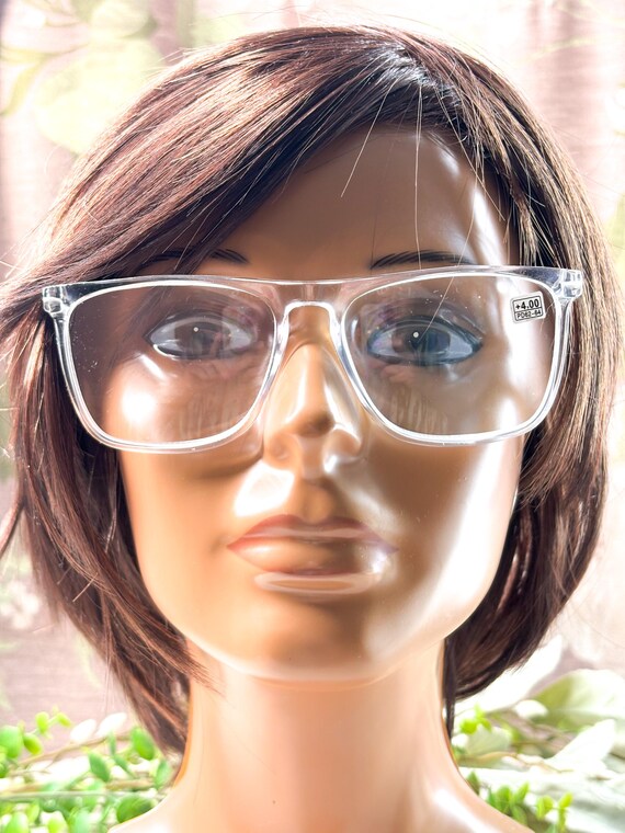 Clear Oversized Square Reading Glasses: Unisex Fa… - image 2
