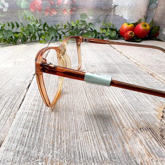 Oversized Square Eyeglass Frames: Clear Brown Vin… - image 3
