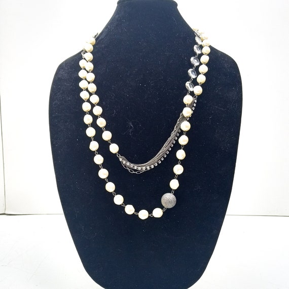 vintage pearl opera necklace | double strand beade