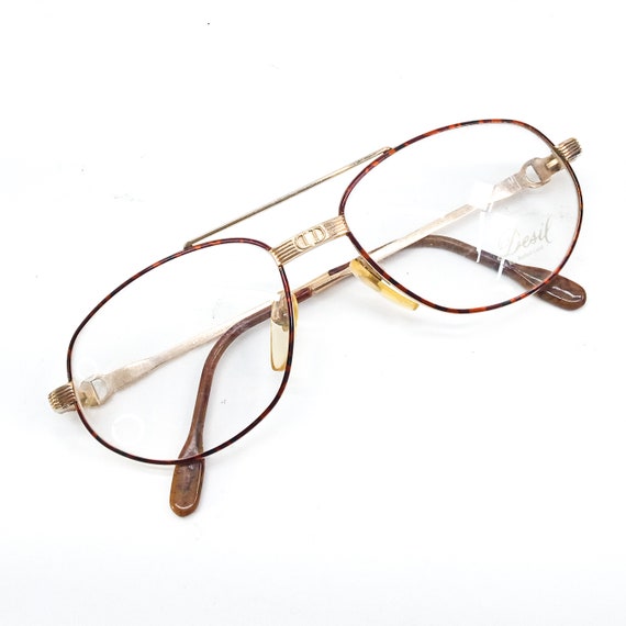 1980s large round eyeglasses 18k gold metal vinta… - image 2