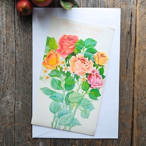feliz dia das mães da sua família ela/mãe/mãe/mulheres/senhoras/filha buquê de flores rosas em relevo cartão de felicitações vintage celebração