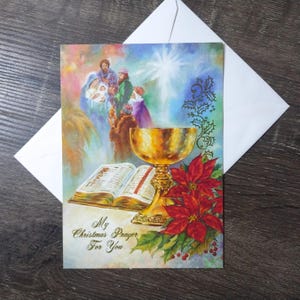 Tarjeta de felicitación oración de navidad agua de cristo 3 reyes magos madre maría niño jesús tarjeta de navidad papelería nos vintage hermana/hermano/amigo