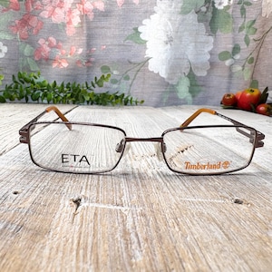 rectangle eyeglass frames only metallic brown eyewear deadstock vintage unisex/men/women glasses accessories eyeglass accessory