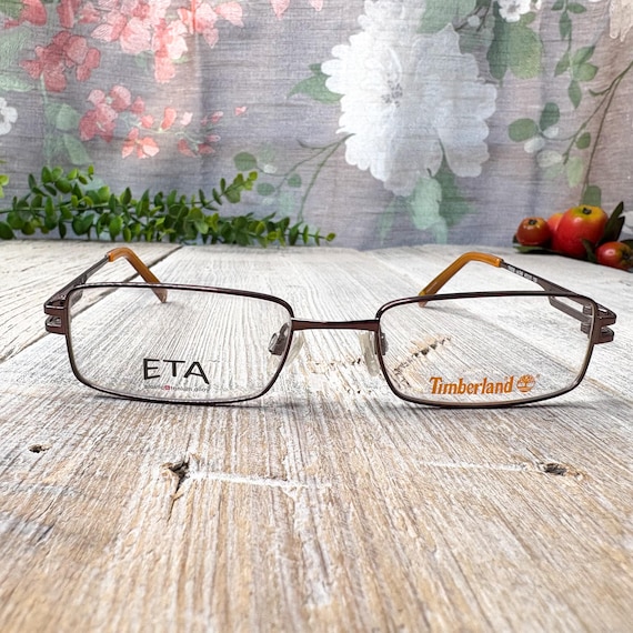 Vintage Rectangle Eyeglass Frames: Metallic Brown… - image 1