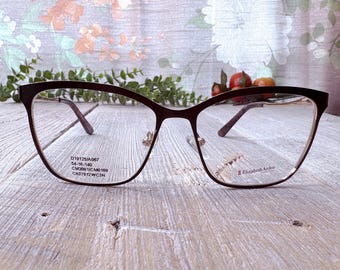 Matte Brown Metal Eyeglass Frames: 1990s Vintage Deadstock