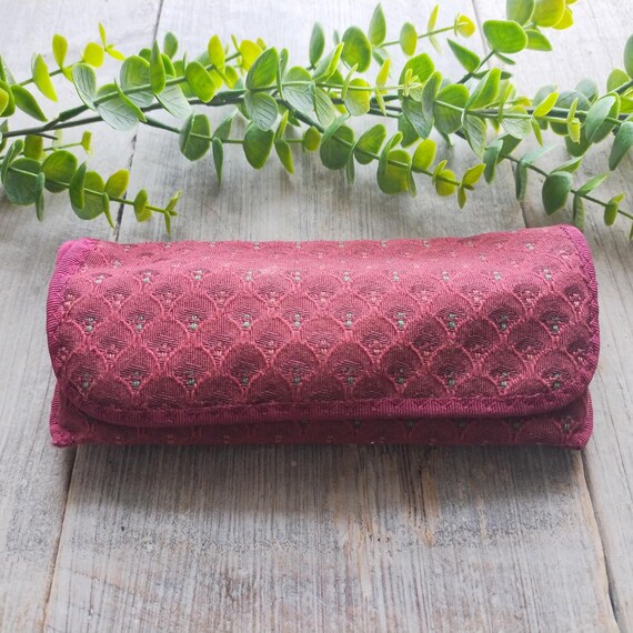 Burgundy Red Patterned Eyeglasses Case: Vintage H… - image 5