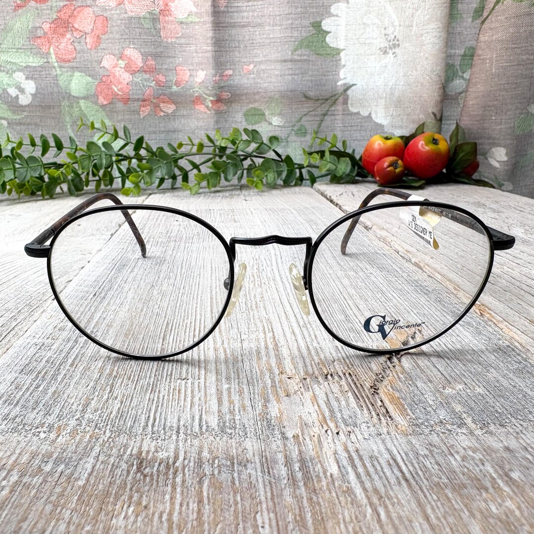 Vintage Round Eyeglass Frames Matte Black Tortoiseshell Unisex 90s Vintage Round Eyeglass Frames Matte Black Tortoiseshell Unisex 90s