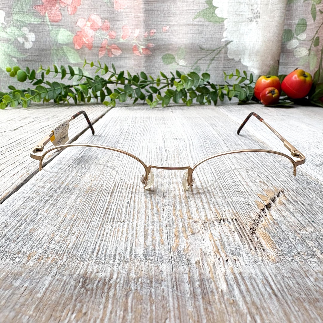 Big Oval Semi-rimless Eyeglass Frames Only Matte Gold 47[]21/135 1990s ...