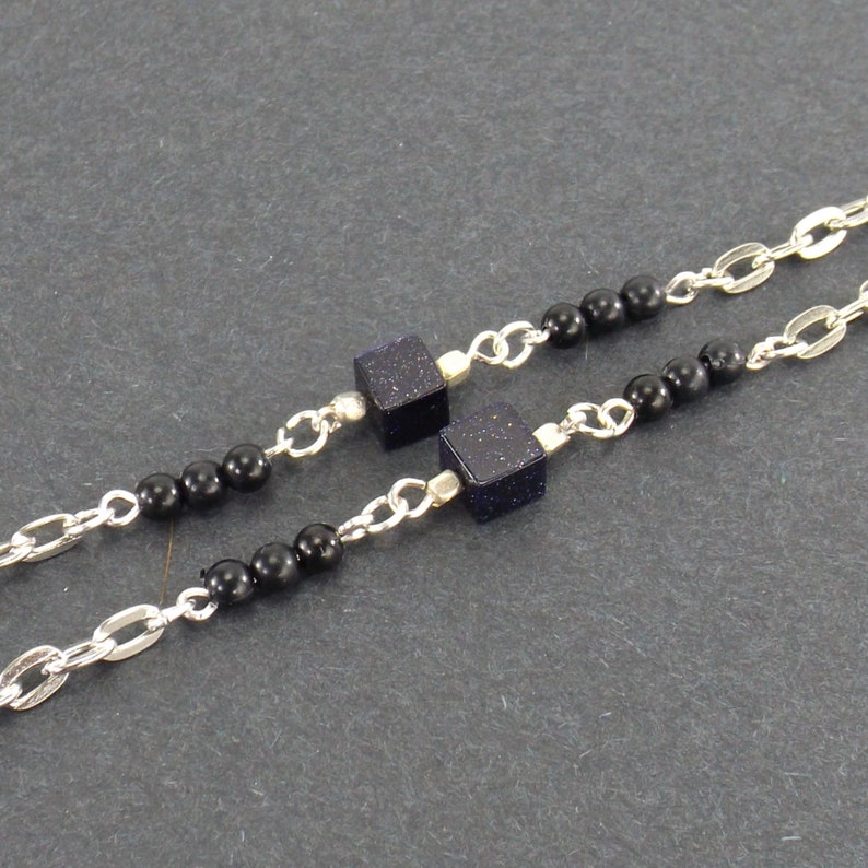 accessories man woman metal link necklace for glasses silver eyeglass chain black purple beads