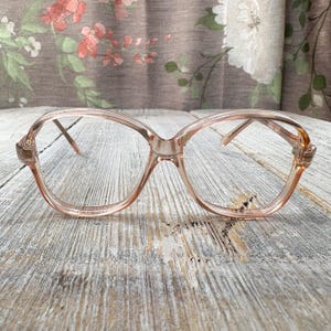 kids eyeglass frame only  45[]18/120 clear peach big square eyeglasses child/children/girls eyeglasses nos/vintage/deadstock glasses eyewear