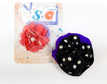 retro ponytail holder vintage accessories floral, polka dot, red purple