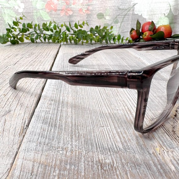 Oversized Square Eyeglass Frames: Dark Gray Marbl… - image 3
