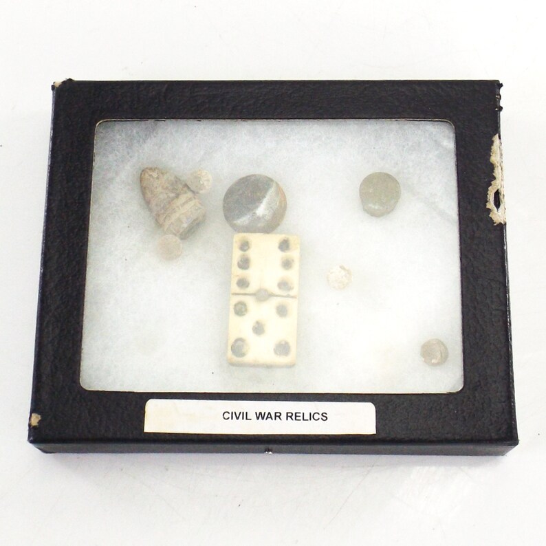 vintage civil war relics souvenir display shadow box