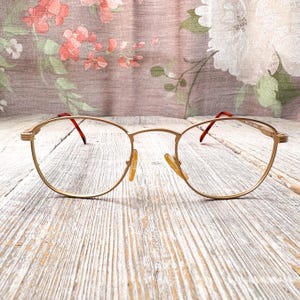 square eyeglass frames only 58[]20/140 glasses women/unisex/men eyewear light gold satin eyeglasses deadstock vintage