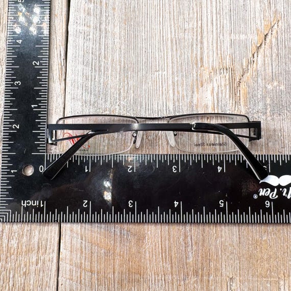 Vintage Semi-Rimless Rectangle Eyeglasses: Black … - image 5