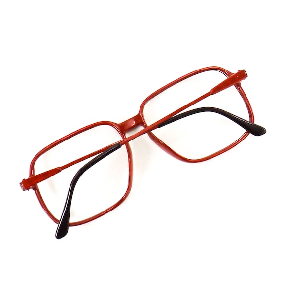 vintage 80s NOS square oversize red amber eyeglas… - image 2