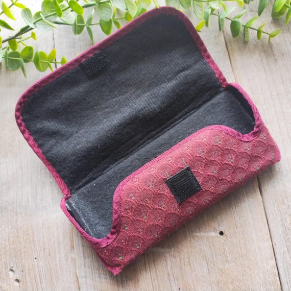 Burgundy Red Patterned Eyeglasses Case: Vintage H… - image 2