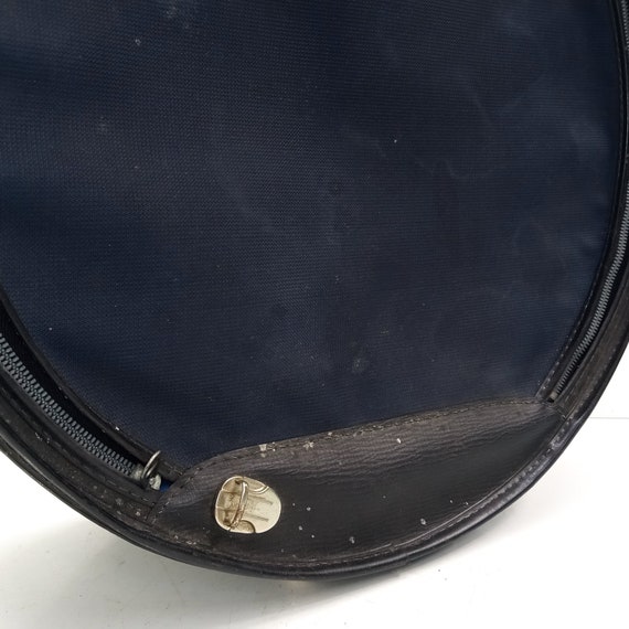 vintage round suitcase blue softshell - image 9