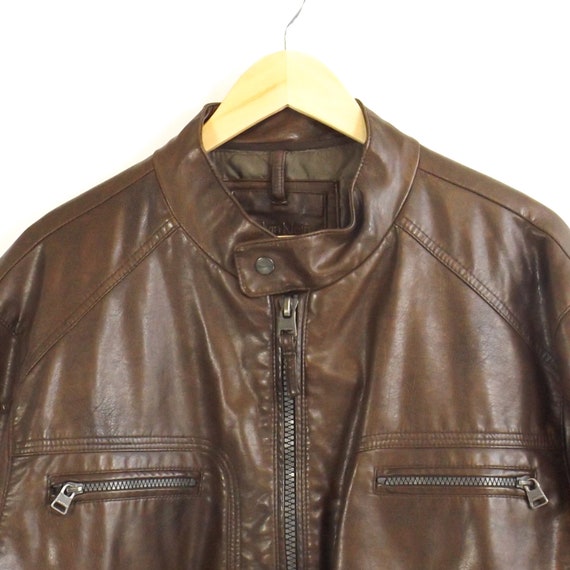Vintage Calvin Klein Leather Coat Faux Leather Motorcycle - Etsy