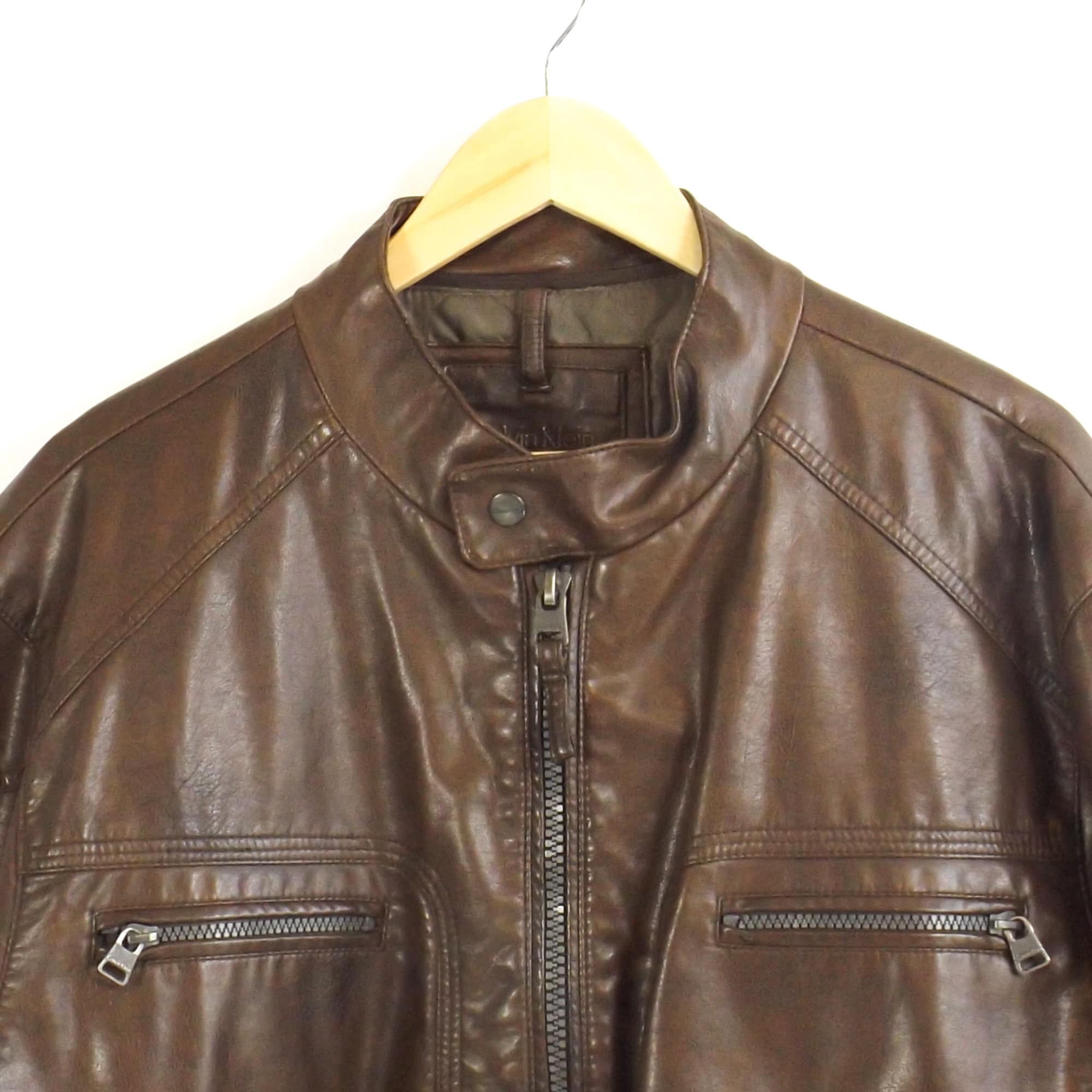 Vintage Calvin Klein Leather Coat Faux Leather Motorcycle - Etsy Australia