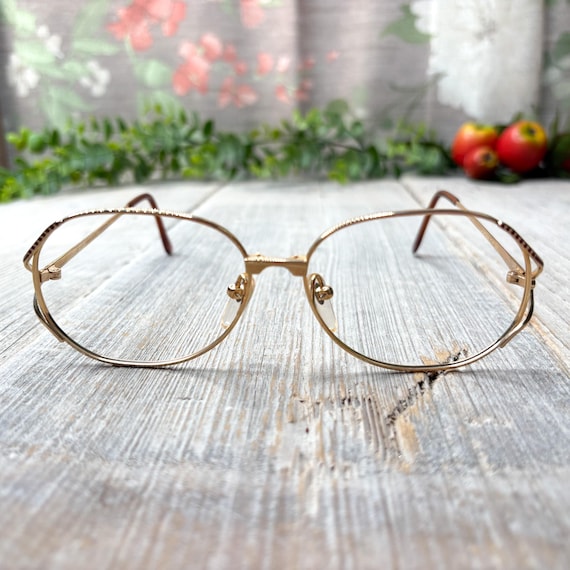 Vintage Gold Eyeglass Frames: 1990s Unisex Eyewear