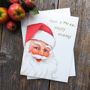 Carte de Noël Jolly Saint Nick père noël visage/tête/profil ho-ho joyeuses fêtes nouvel an nos voeux vintage elle/lui/hommes/femmes/ami