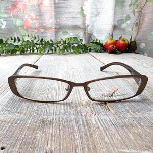 bronze eyeglass frame only rectangle cat-eye glasses 90s prescription eyeglasses 1990s deadstock vintage eyewear deadstock vintage accessory