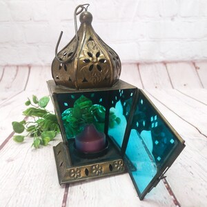 Blue Glass Hanging Candle Holder
