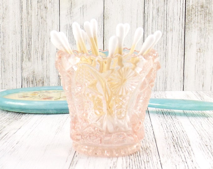 Antique Pink Depression Glass Toothpick Holder Vintage Votive Candle