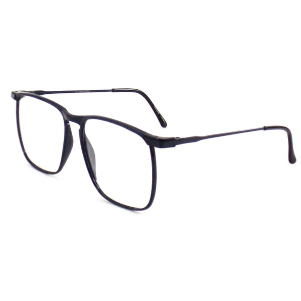 lunettes carrées bleues vintage lunettes surdimensionnées monture en plastique et en métal verres à lentille claire vintage des années 80 NOS