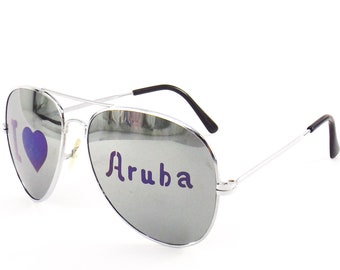 mirrored sunglasses | I Love Aruba | 80s vintage NOS
