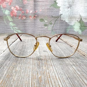 square glasses frames only 49[]20/135 women eyewear matte gold eyeglasses deadstock vintage bugle boy
