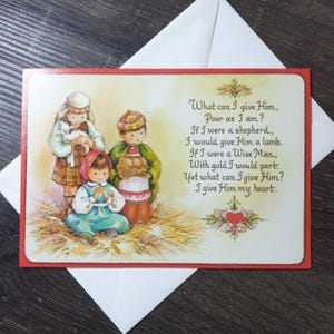 bambini presepe bambina/bambino pecora uomo saggio pastore biglietto di auguri cancelleria vintage nos bambino/bambino/mamma/figlia/amico/collega