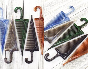 Vintage Umbrella Hair Comb: Colorful Depose Plastic, Made in  display picture 1