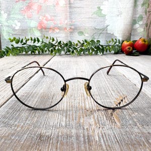 bronze-demi metal eyeglass frame only 46[]19/140 big round eyeglasses unisex/men/women 1990s glasses nos/vintage/deadstock fashion accessory