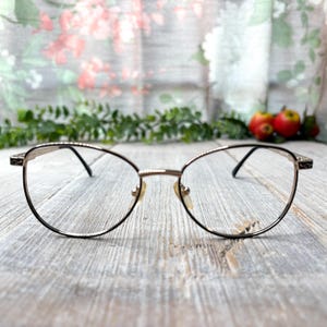 black gold eyeglass frames only round eyeglasses unisex/men/women 90s prescription glasses 1990s deadstock vintage eyewear fashion accessory
