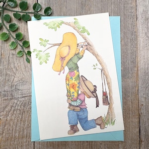 Pensando a te, biglietto d'auguri, fai la differenza, piccola ragazza, albero per gatti, lei/donna/amica/vicina/collega/parente, nos, vintage, scorte morte