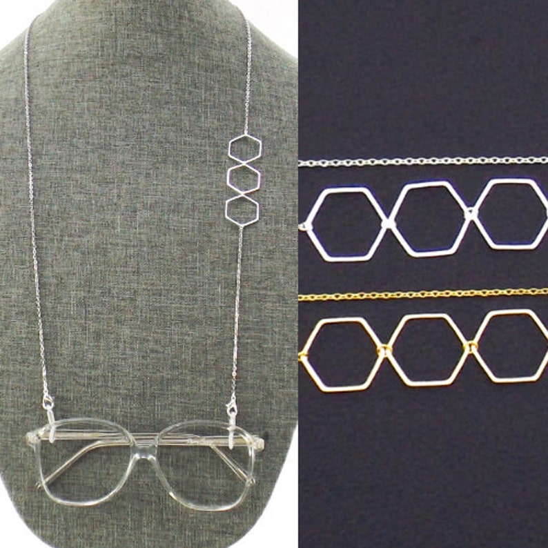 eyeglass chain sunglasses chain mask lanyard hexagon necklace for glasses image 2